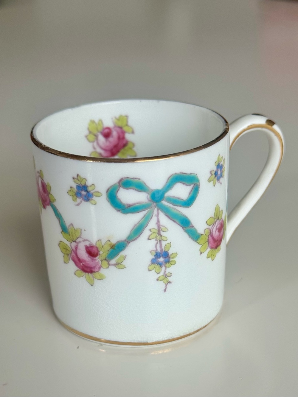 RareVintage Crown Staffordshire Blue Bow Demitasse Teacup